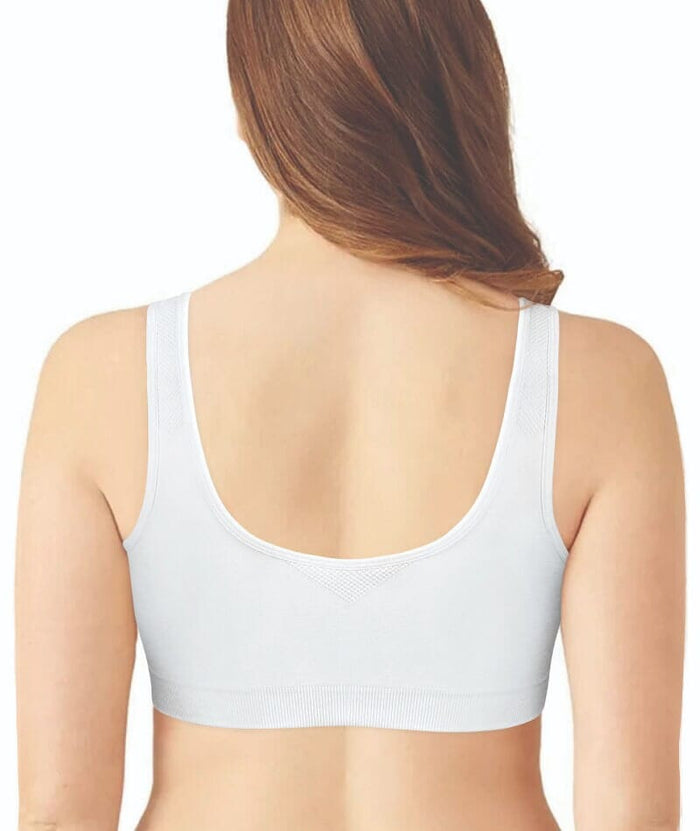 Exquisite Form Fully Seamless Wire-Free Full Coverage Bra with Front Closure - White Bras