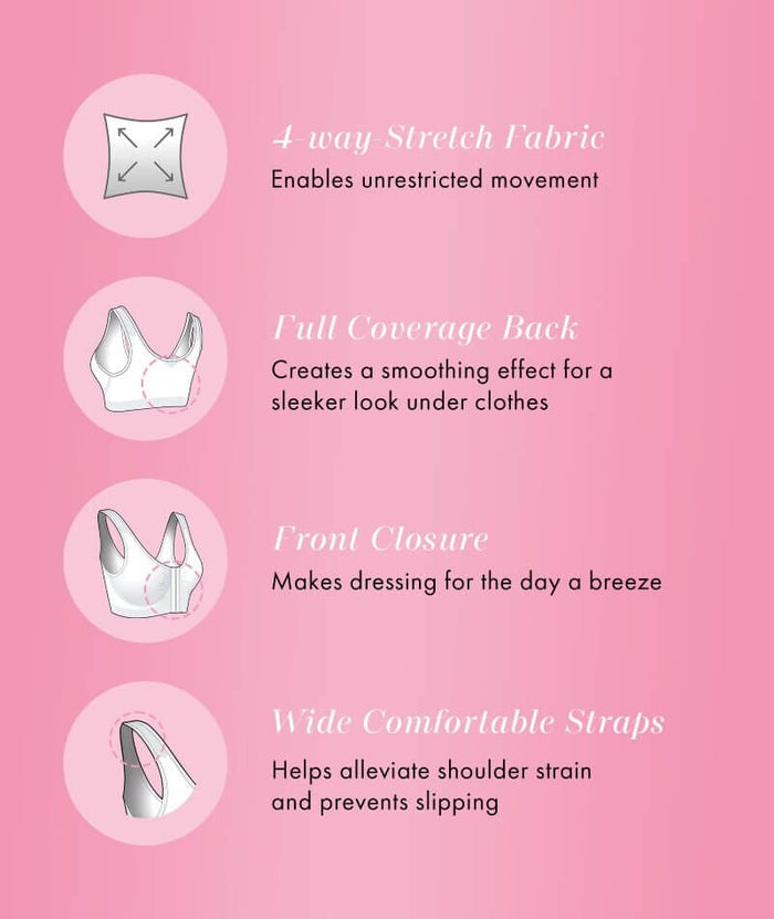 Exquisite Form Fully Seamless Wire-Free Full Coverage Bra with Front Closure - White Bras