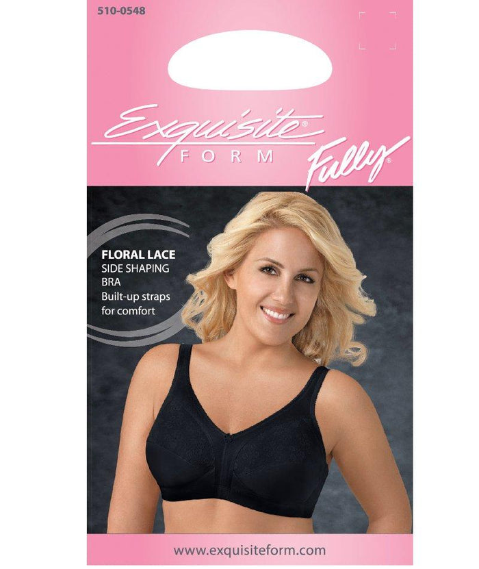 Exquisite Form Fully Side Shaping Bra With Floral - Black