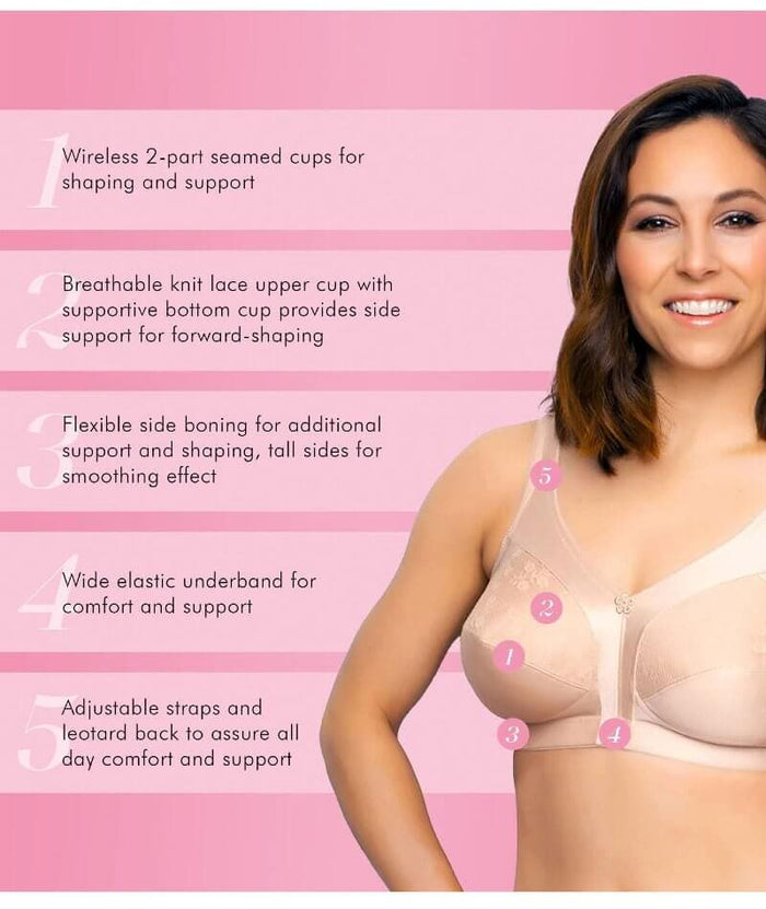 Exquisite Form Fully Side Shaping Bra With Floral - Rose Beige Bras
