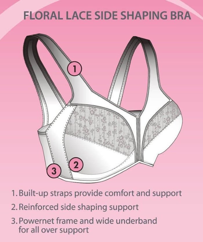 Exquisite Form Fully Side Shaping Bra With Floral - Rose Beige Bras