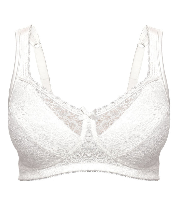 Exquisite Form Fully Wireless Full Coverage Comfort Lace Bra - White