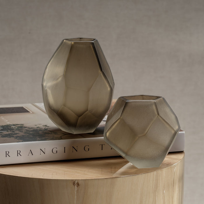 Faceted Frosted Taupe Vase - Vases by Carlyle Avenue