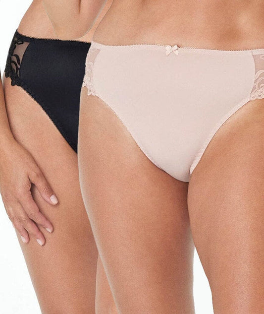 Fayreform Coral High Cut Brief 2 Pack - Black/Latte Knickers