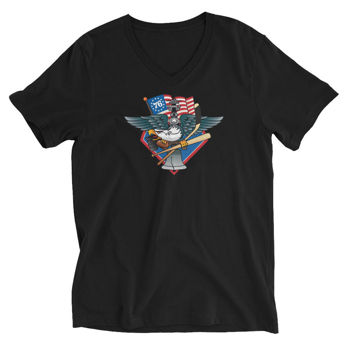 Fly, Philly, Fly! Sports Fan Crest - Unisex Short Sleeve V-Neck T-Shirt