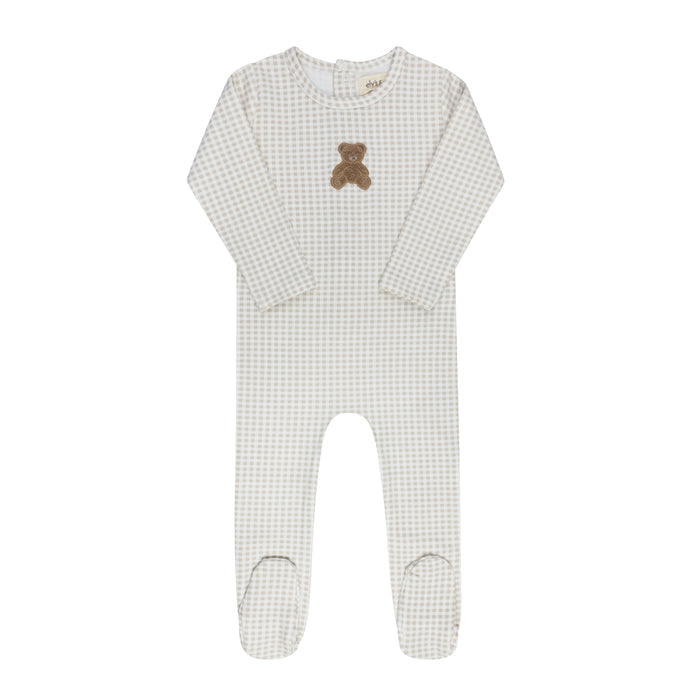 footie gingham sherpa teddy - tan