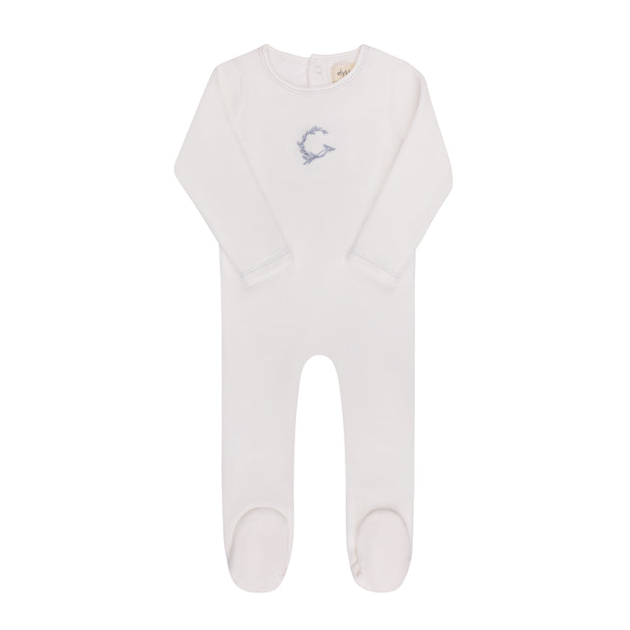 footie velour metallic wreath - ivory boy