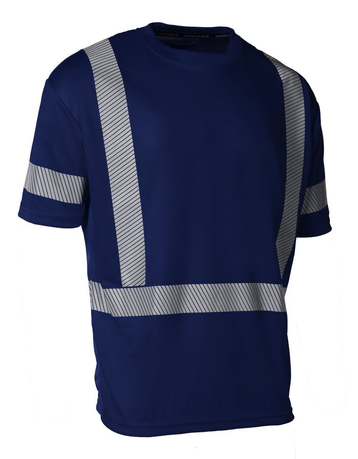 Forcefield Hi Vis Navy Crew Neck Short Sleeve Ultrasoft Technical Tee