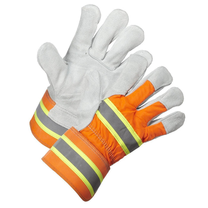 Forcefield Hi-Vis Split Leather Work Glove, 2 pack