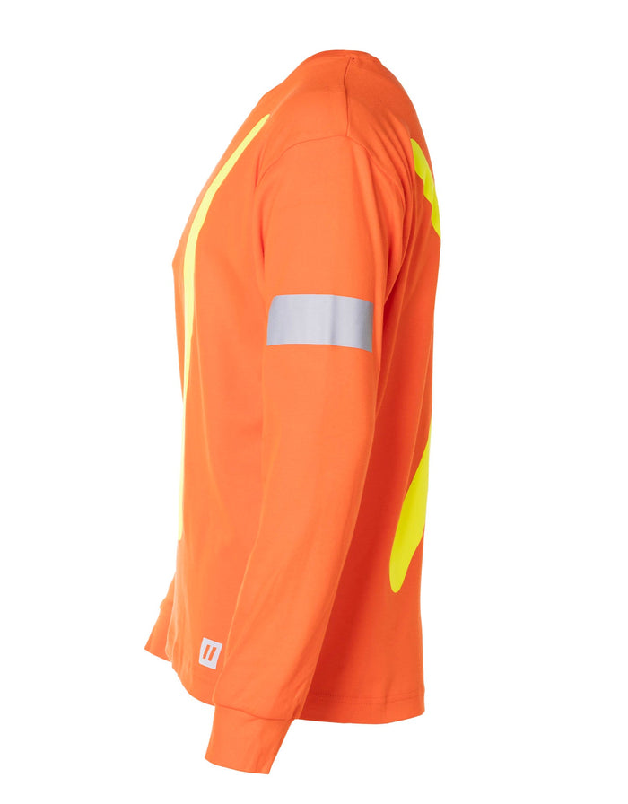 Forcefield Retro Safety Cotton Long Sleeve Tee With Reflective Arm Striping