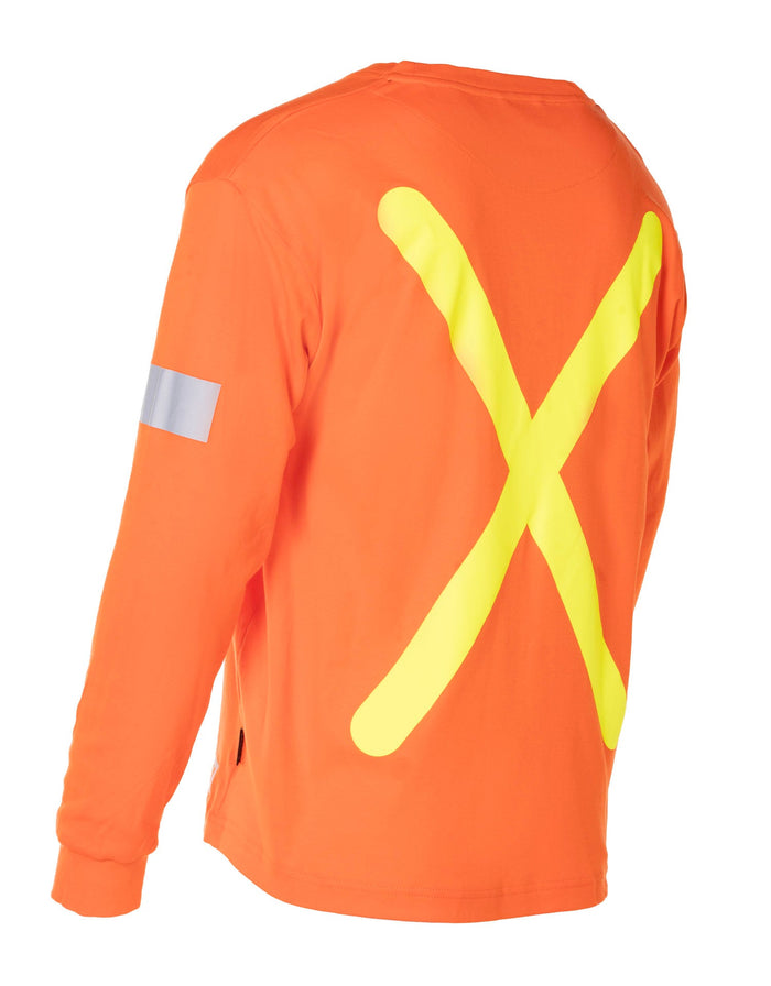 Forcefield Retro Safety Cotton Long Sleeve Tee With Reflective Arm Striping