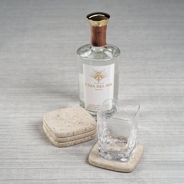 Set of 4 Travertine Stone Coasters - Coasters by Carlyle Avenue