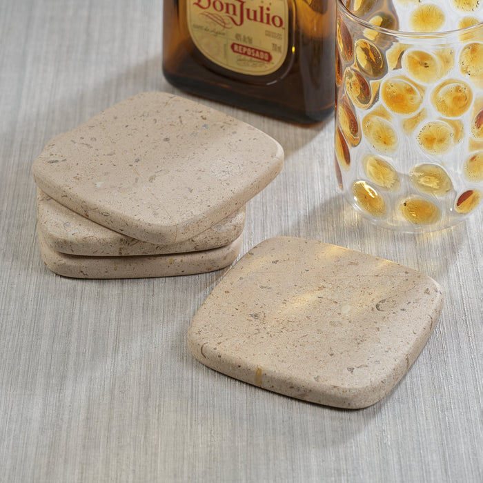Set of 4 Travertine Stone Coasters - Coasters by Carlyle Avenue
