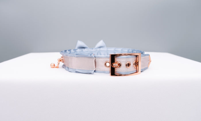 French Blue, Dusty Lilac and Rose Gold Pet Play Collar
