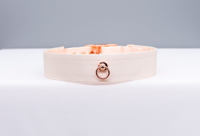French Raw Silk - Luxury Rose Gold Collar and Leash Set