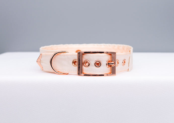 French Raw Silk ~ Rose Gold Luxury Pet Play Collar