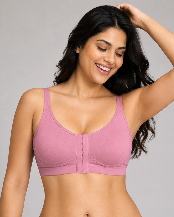 Front Open Non Padded Wire-Free Comfort Diva Bra (Blush)