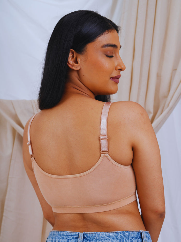 Front Open Non Padded Wire-Free Comfort Diva Bra (Caramel)