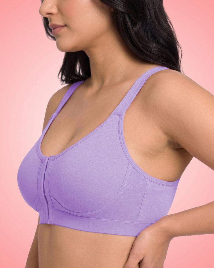 Front Open Non Padded Wire-Free Comfort Diva Bra (Orchid)