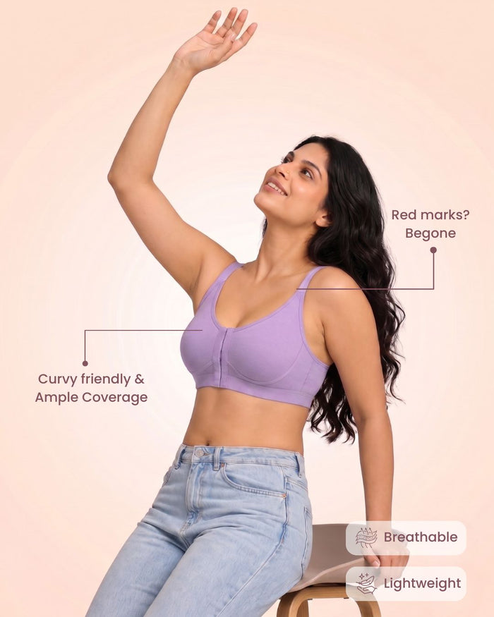 Front Open Non Padded Wire-Free Comfort Diva Bra (Orchid)