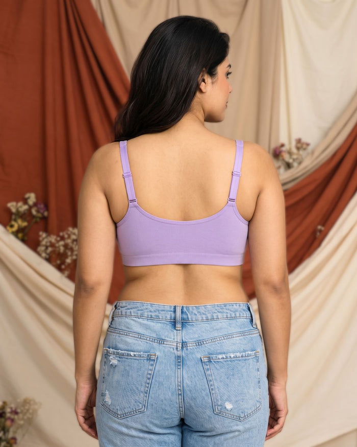 Front Open Non Padded Wire-Free Comfort Diva Bra (Orchid)