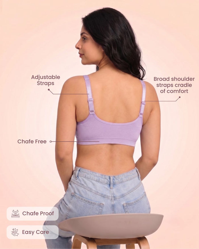 Front Open Non Padded Wire-Free Comfort Diva Bra (Orchid)