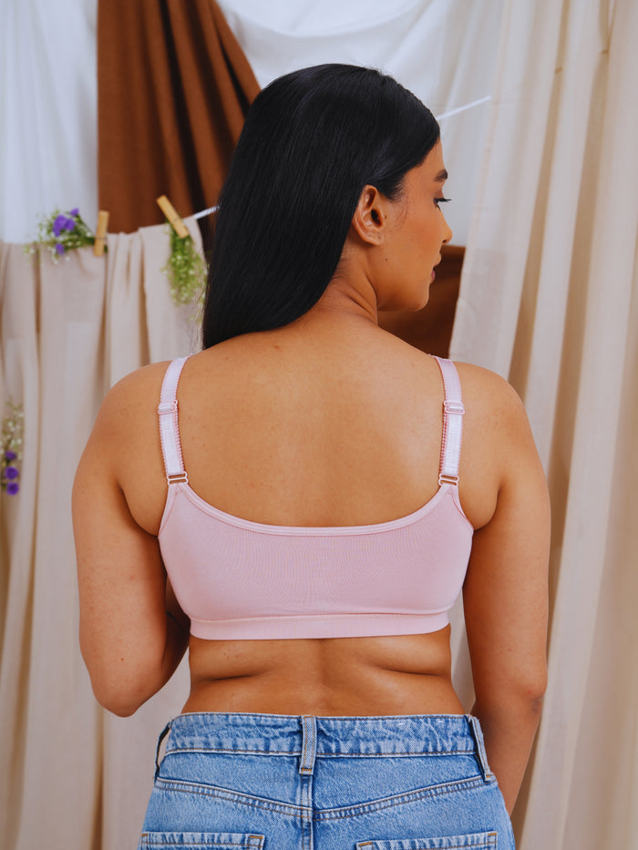 Front Open Non Padded Wire-Free Comfort Diva Bra (Pink)