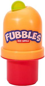 Orange Fubbles no-spill bubble tumbler with red base and green bubble wand