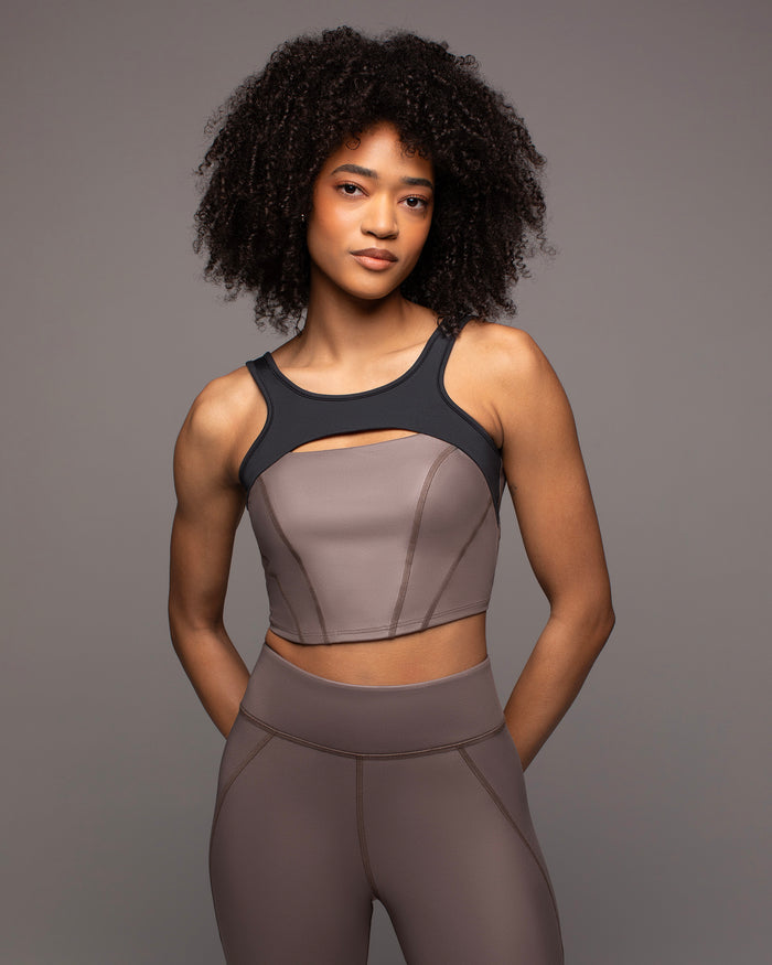 Fusion Gloss Bustier - Bronzed Pewter/Black