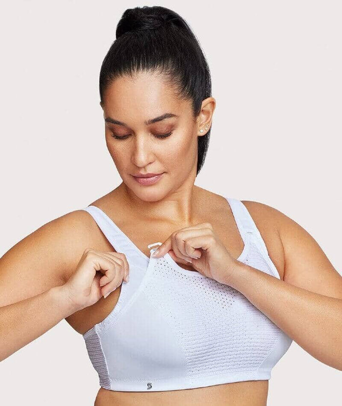 Glamorise Custom Control Wire-Free Sports Bra - White Bras