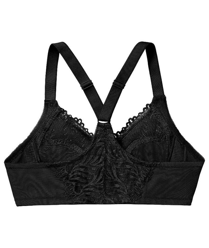Glamorise Front-Closure T-Back WonderWire Bra - Black Bras