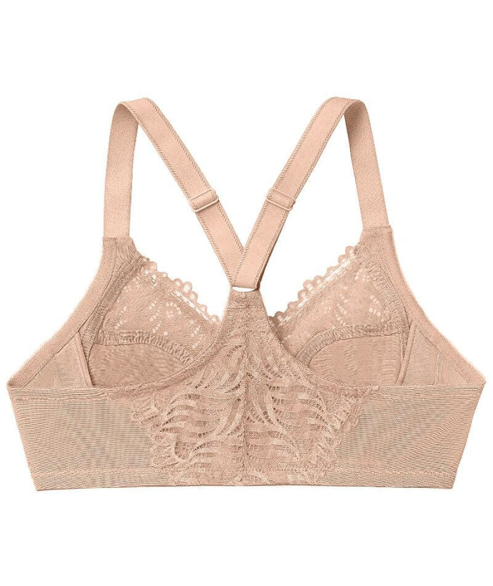 Glamorise Front-Closure T-Back WonderWire Bra - Cafe Bras
