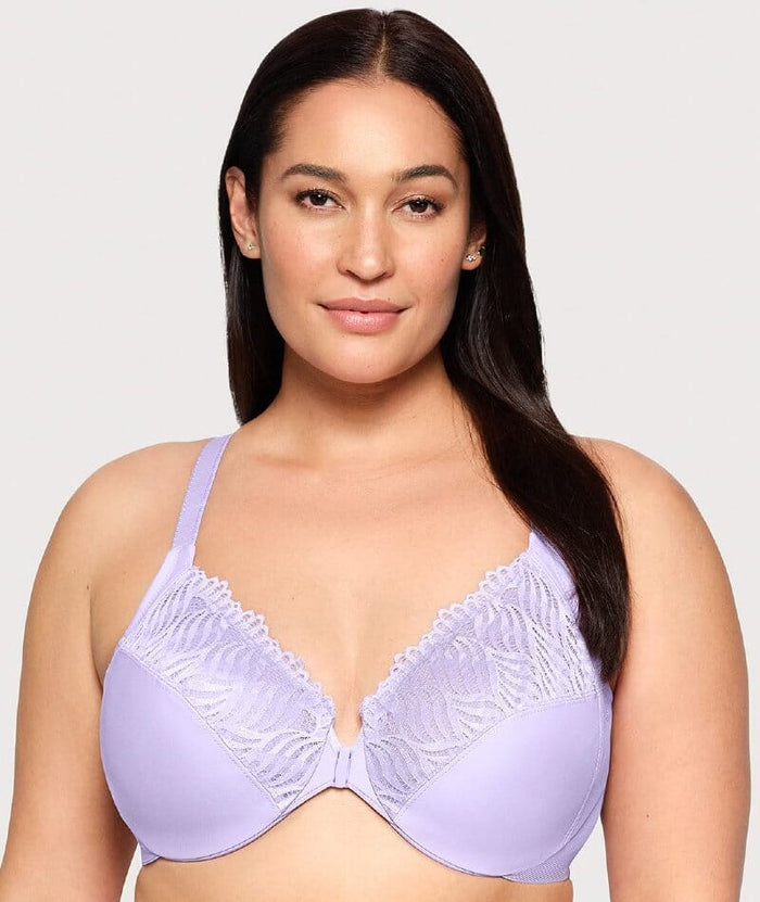 Glamorise Front-Closure T-Back WonderWire Bra - Soft Lilac Bras