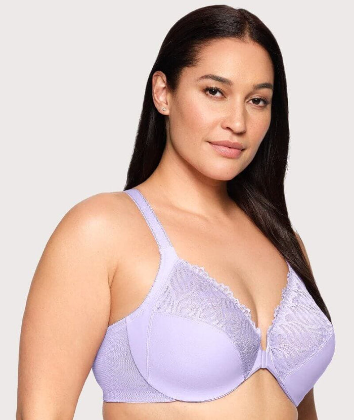 Glamorise Front-Closure T-Back WonderWire Bra - Soft Lilac Bras