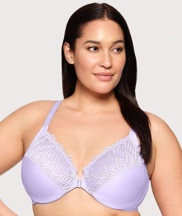 Glamorise Front-Closure T-Back WonderWire Bra - Soft Lilac Bras