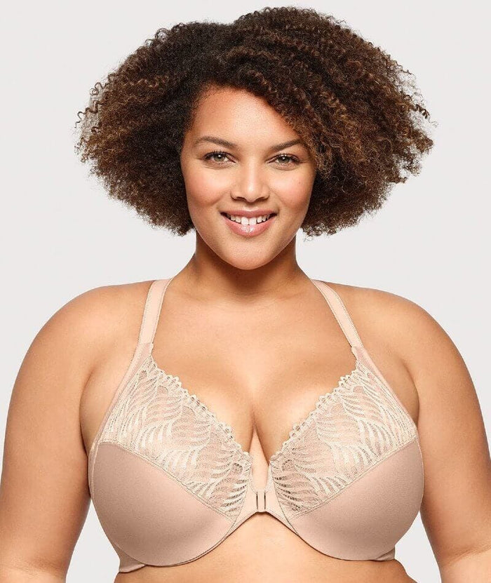 Glamorise Front-Closure T-Back WonderWire Bra 2 Pack - Black/Cafe Bras