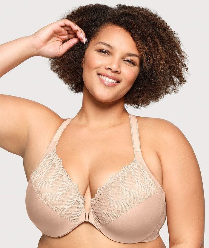 Glamorise Front-Closure T-Back WonderWire Bra 2 Pack - Black/Cafe Bras