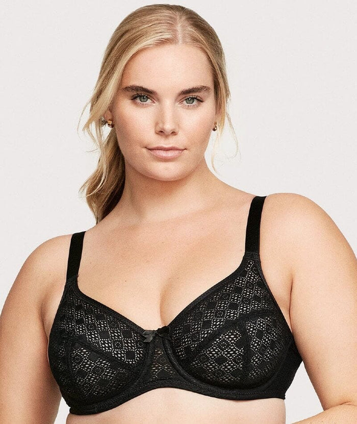 Glamorise Lace Comfort WonderWire Bra - Black Bras