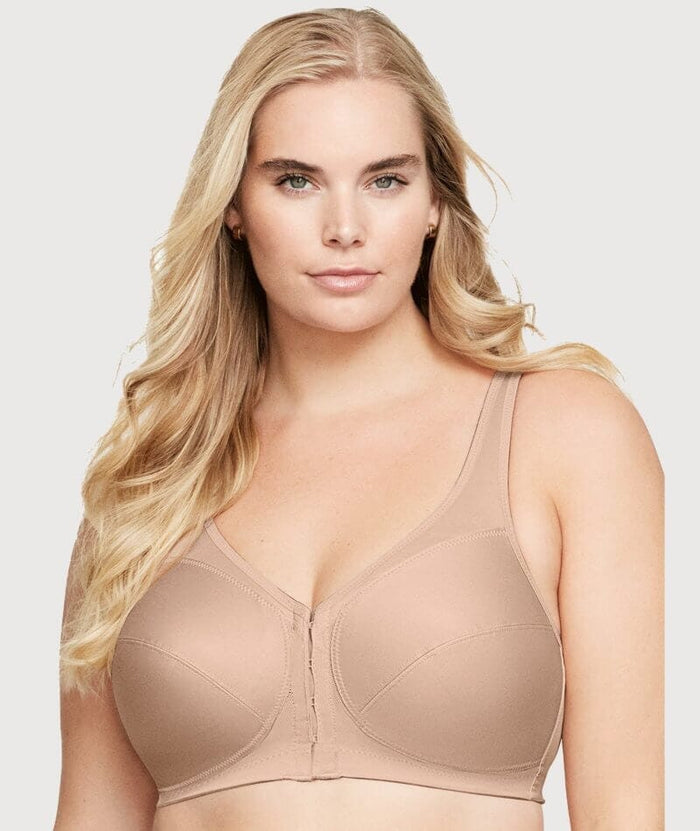 Glamorise Magiclift Front-Closure Posture Back Wire-Free Bra 2 Pack - Cafe Bras