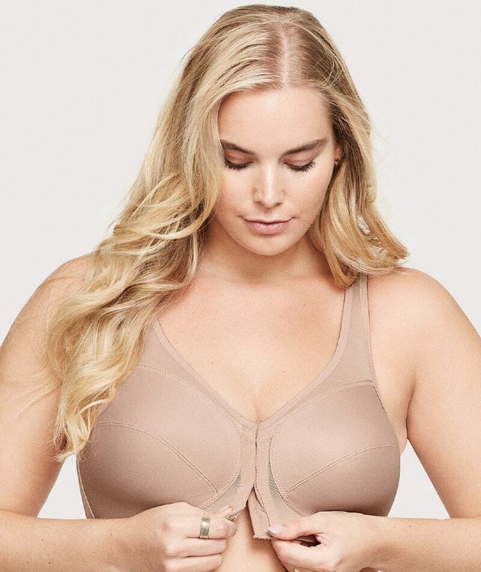Glamorise Magiclift Front-Closure Posture Back Wire-Free Bra 2 Pack - Cafe Bras