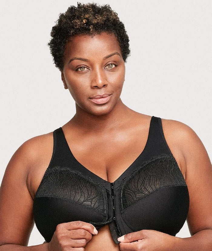 Glamorise Magiclift Natural Shape Wire-Free Front-Closure Bra - Black Bras