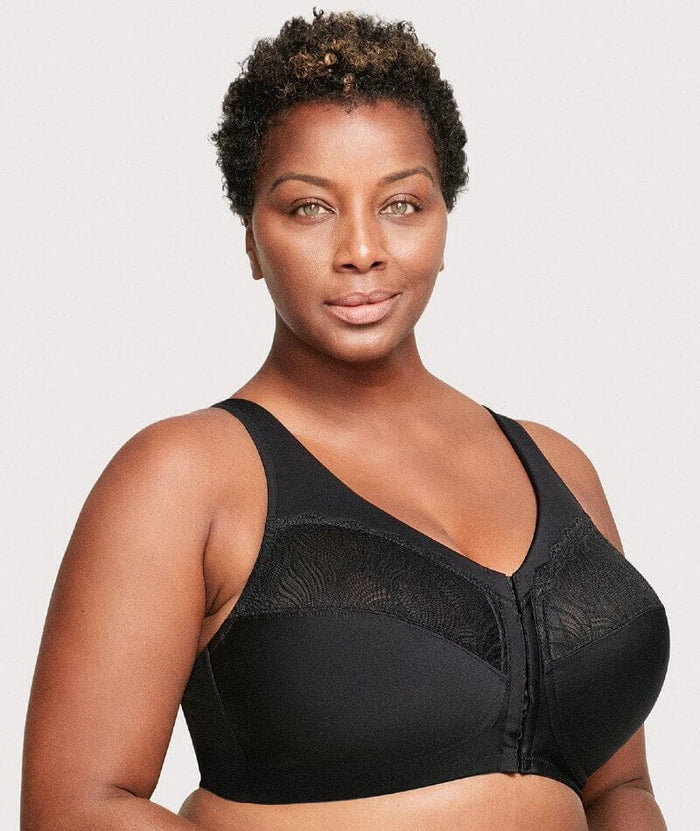 Glamorise Magiclift Natural Shape Wire-Free Front-Closure Bra - Black Bras