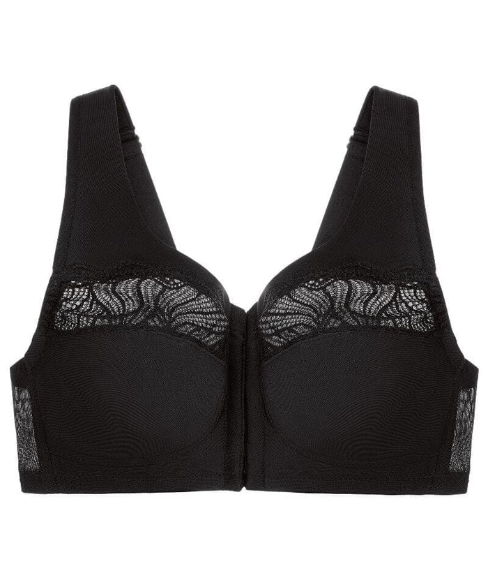 Glamorise Magiclift Natural Shape Wire-Free Front-Closure Bra - Black Bras