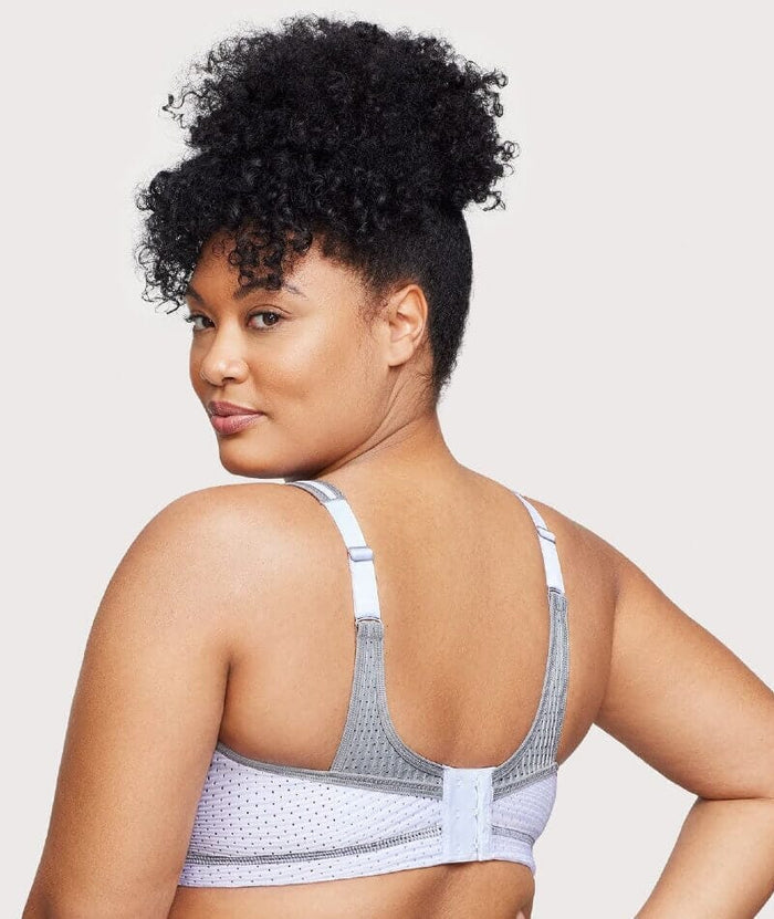 Glamorise No-Bounce Camisole Elite Wire-Free Sports Bra - White/Gray Bras