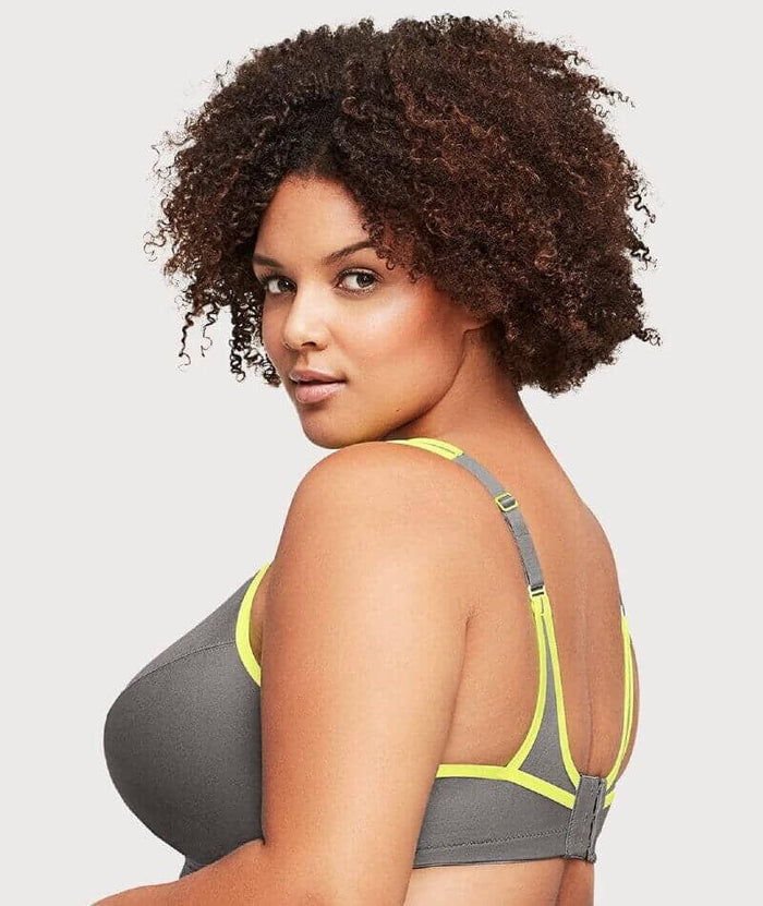 Glamorise No-Bounce Camisole Wire-Free Sports Bra - Gray/Yellow Bras