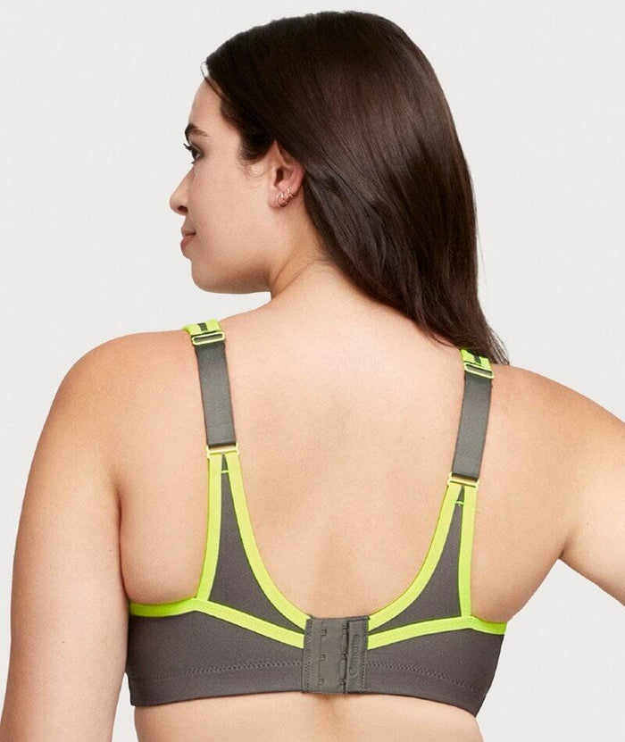 Glamorise No-Bounce Camisole Wire-free Sports Bra - Gray/Yellow Bras