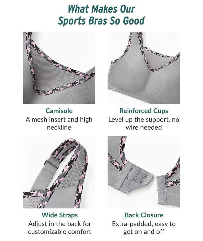 Glamorise No-Bounce Camisole Wire-Free Sports Bra - Soft Gray
