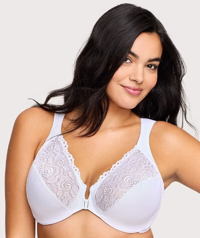 Glamorise WonderWire Front-Closure Bra - White Bras