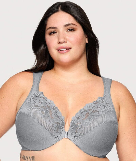 Glamorise WonderWire Front-Closure Cotton Bra - Silver Bras