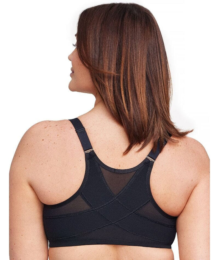 Glamorise WonderWire Front-Closure Posture Bra - Black Bra